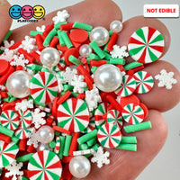 Christmas Pearl Beads Peppermint Snowflake Red Green Fake Clay Sprinkles Decoden Fimo Jimmies