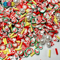 Christmas Pearl Snowman Yellow Stars Candy Cane Green Fake Clay Sprinkles Decoden Fimo Jimmies