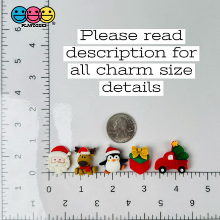 Christmas Penguin Santa Reindeer Gift Box Truck Holiday Flatback Cabochons Decoden Charm 10 Pcs