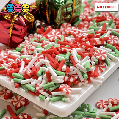 Christmas Peppermint Polymer Clay Sprinkles Mixed Design Decoden Rpw20