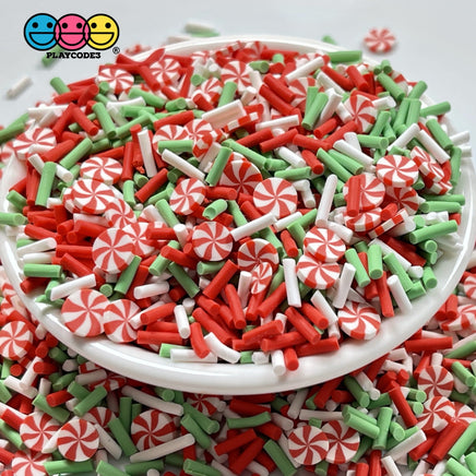 Christmas Peppermint Polymer Clay Sprinkles Mixed Design Decoden Rpw20
