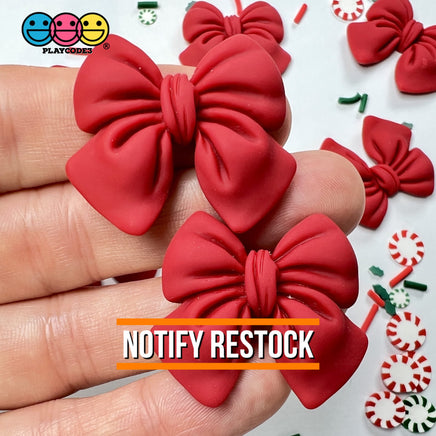 Christmas Red Bow Ribbon Flatback Charms Cabochons Decoden 2 Sizes 10 Pcs Large Charm