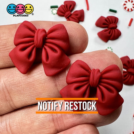 Christmas Red Bow Ribbon Flatback Charms Cabochons Decoden 2 Sizes 10 Pcs Small Charm