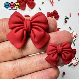 Christmas Red Bow Ribbon Flatback Charms Cabochons Decoden 2 Sizes 10 Pcs Charm