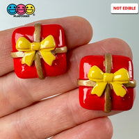 Christmas Red Gift Box Golden Bow Holiday Charm Flatback Cabochons Decoden Charm 10 Pcs Playcode3