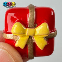 Christmas Red Gift Box Golden Bow Holiday Charm Flatback Cabochons Decoden Charm 10 Pcs Playcode3