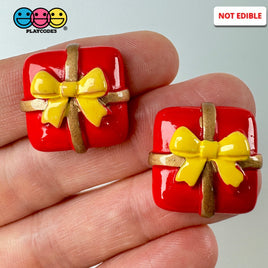 Christmas Red Gift Box Golden Bow Holiday Charm Flatback Cabochons Decoden Charm 10 Pcs Playcode3