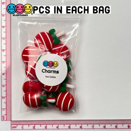 Christmas Red Lollipop With Green Bow Flatback Charm Charms Cabochons 10 Pcs