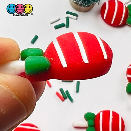 Christmas Red Lollipop With Green Bow Flatback Charm Charms Cabochons 10 Pcs