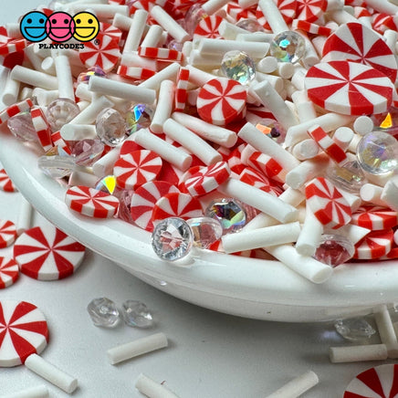 Christmas Rhinestone Candy Cane Holiday Fake Clay Sprinkles Decoden Fimo Jimmies Playcode3 Llc