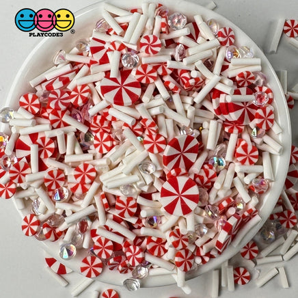 Christmas Rhinestone Candy Cane Holiday Fake Clay Sprinkles Decoden Fimo Jimmies Playcode3 Llc