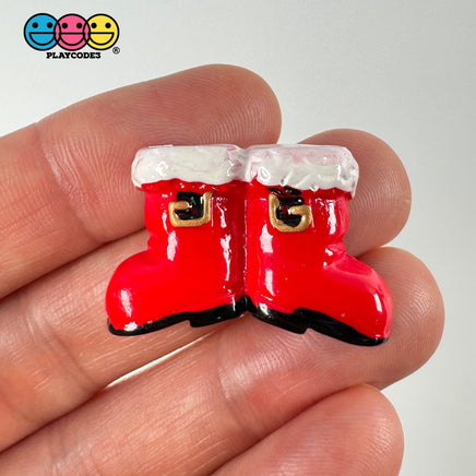 Christmas Santa Clause Boots Hat Coat Holiday Flatback Cabochons Decoden Charm 10 Pcs Boots(10Pcs)