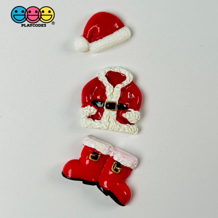 Christmas Santa Clause Boots Hat Coat Holiday Flatback Cabochons Decoden Charm 10 Pcs