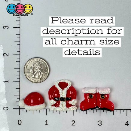 Christmas Santa Clause Boots Hat Coat Holiday Flatback Cabochons Decoden Charm 10 Pcs