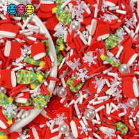 Christmas Time Is Here Fake Sprinkle Pearl Beads Fimo Snowflakes Trees Mix Decoden Funfetti