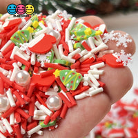 Christmas Time Is Here Fake Sprinkle Pearl Beads Fimo Snowflakes Trees Mix Decoden Funfetti