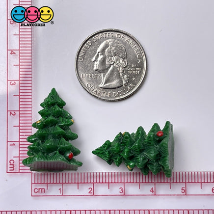 Christmas Tree 3D Green Miniature Charm Resin Cabochons 10 Pcs