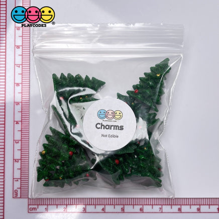 Christmas Tree 3D Green Miniature Charm Resin Cabochons 10 Pcs