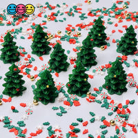 Christmas Tree 3D Green Miniature Charm Resin Cabochons 10 Pcs