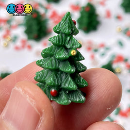 Christmas Tree 3D Green Miniature Charm Resin Cabochons 10 Pcs