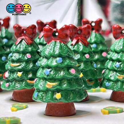 Christmas Tree 3D With Hole And Flatback Miniature Charms Decoden 10Pcs Charm