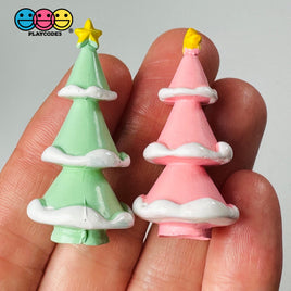 Christmas Tree Green Pink Miniature Charm Resin Cabochons 10 Pcs Playcode3 Llc