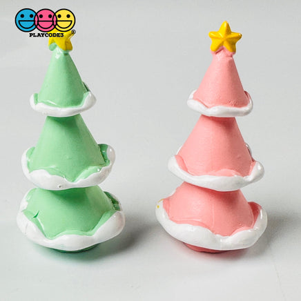 Christmas Tree Green Pink Miniature Charm Resin Cabochons 10 Pcs Playcode3 Llc Mix (4 Pieces 2 Each)