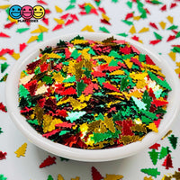 Christmas Tree Holiday Glitter Confetti Iridescent Yellow Green Red 8X5Mm