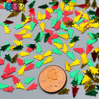 Christmas Tree Holiday Glitter Confetti Iridescent Yellow Green Red 8X5Mm