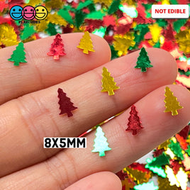 Christmas Tree Holiday Glitter Confetti Iridescent Yellow Green Red 8X5Mm