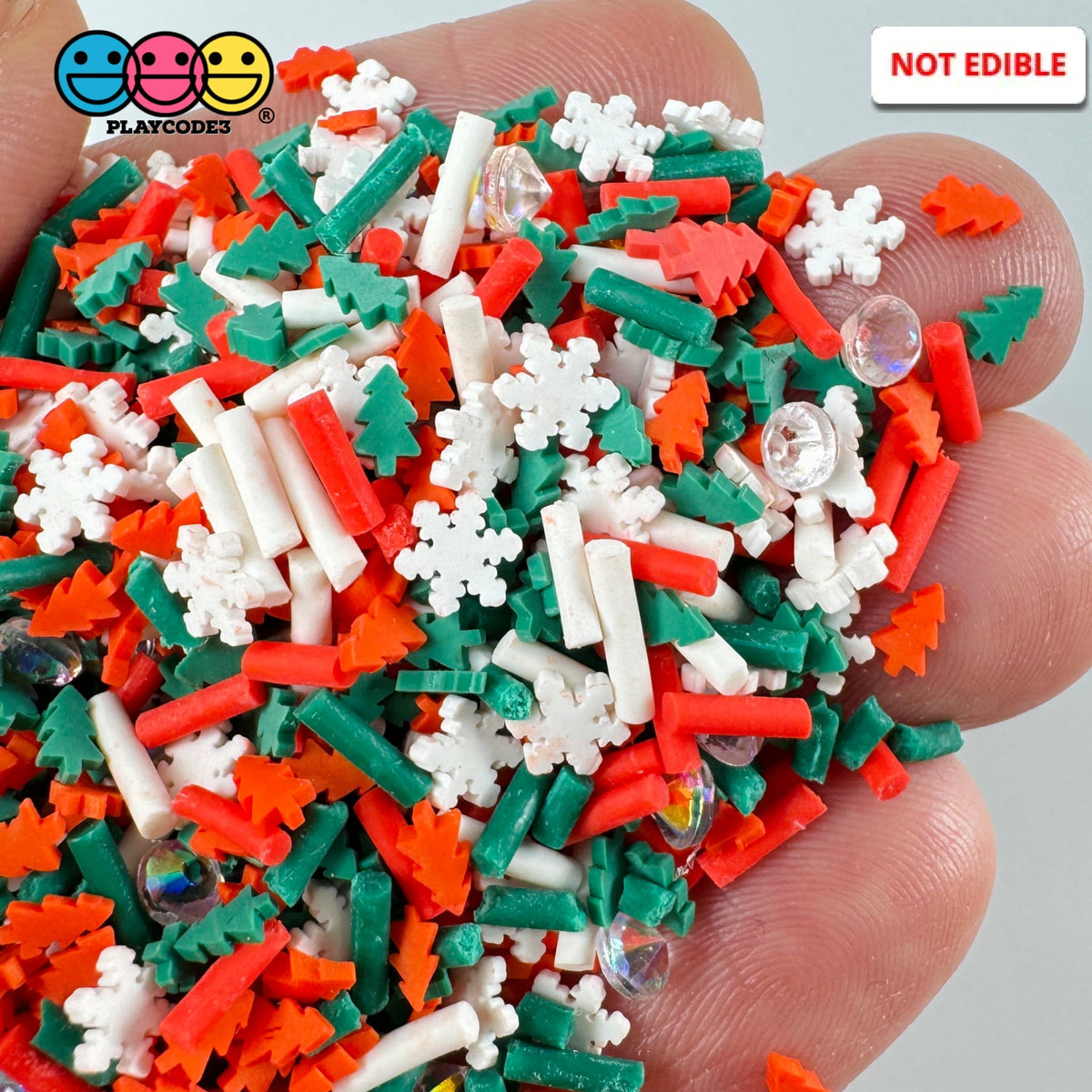 Christmas Tree Rhinestone Holiday Red Green White Fake Clay Sprinkles ...