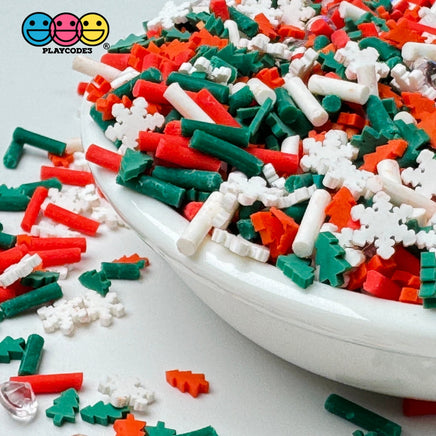 Christmas Tree Rhinestone Holiday Red Green White Fake Clay Sprinkles Decoden Fimo Jimmies Playcode3