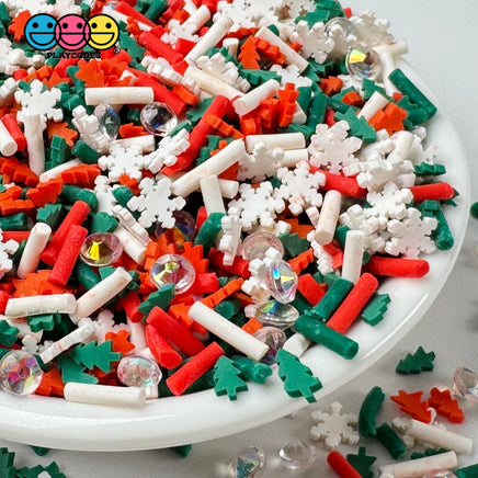 Christmas Tree Rhinestone Holiday Red Green White Fake Clay Sprinkles Decoden Fimo Jimmies Playcode3