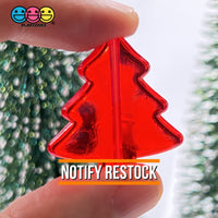 Christmas Tree Transparent Plastic Red Green Flatback Charm Charms Cabochons 10 Pcs