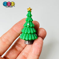 Christmas Tree With Stars Figurines Plastic Resin 5 Pcs Figurine