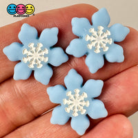 Christmas Winter Snowflakes Red White Blue Pink Holiday Flatback Cabochons Decoden Charm 10 Pcs