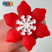 Christmas Winter Snowflakes Red White Blue Pink Holiday Flatback Cabochons Decoden Charm 10 Pcs