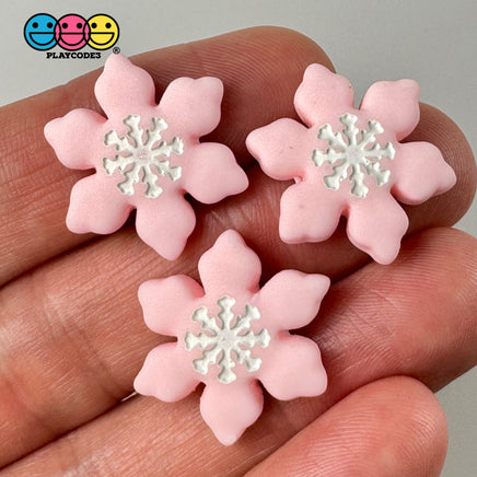 Christmas Winter Snowflakes Red White Blue Pink Holiday Flatback Cabochons Decoden Charm 10 Pcs