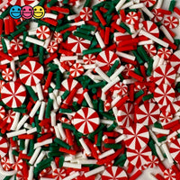 Classic Red Green White Peppermint Christmas Holiday Fake Clay Sprinkles Decoden Fimo Jimmies