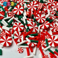 Classic Red Green White Peppermint Christmas Holiday Fake Clay Sprinkles Decoden Fimo Jimmies