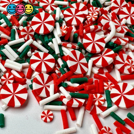 Classic Red Green White Peppermint Christmas Holiday Fake Clay Sprinkles Decoden Fimo Jimmies