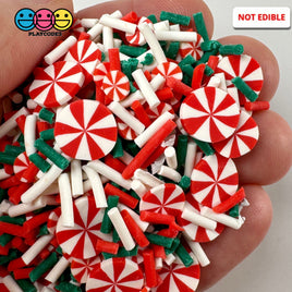 Classic Red Green White Peppermint Christmas Holiday Fake Clay Sprinkles Decoden Fimo Jimmies