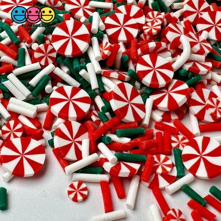 Classic Red Green White Peppermint Christmas Holiday Fake Clay Sprinkles Decoden Fimo Jimmies