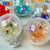 Clear Ornament 3D Ball Enchanted Seashell Rhinestone Charms Colorful Acrylic Bead W Tiny Seashells
