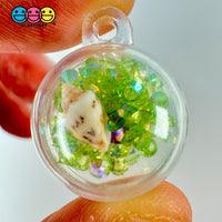 Clear Ornament 3D Ball Enchanted Seashell Rhinestone Charms Colorful Acrylic Bead W Tiny Seashells