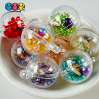 Clear Ornament 3D Ball Enchanted Seashell Rhinestone Charms Colorful Acrylic Bead W Tiny Seashells