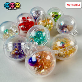 Clear Ornament 3D Ball Enchanted Seashell Rhinestone Charms Colorful Acrylic Bead W Tiny Seashells