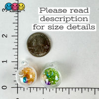 Clear Ornament 3D Ball Enchanted Seashell Rhinestone Charms Colorful Acrylic Bead W Tiny Seashells