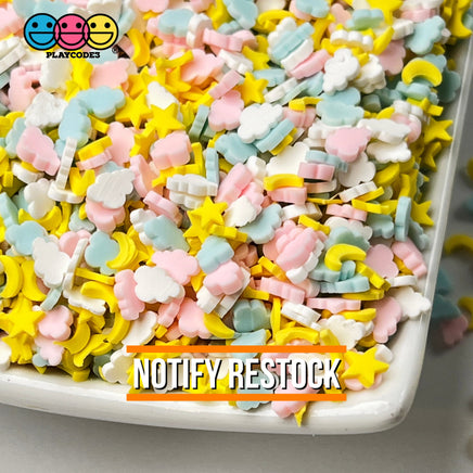 Cloudy Sky Star Moon Pastel Fimo Mix Fake Polymer Clay Sprinkles Confetti Funfetti 10 Grams Sprinkle