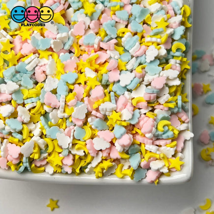 Cloudy Sky Star Moon Pastel Fimo Mix Fake Polymer Clay Sprinkles Confetti Funfetti Sprinkle
